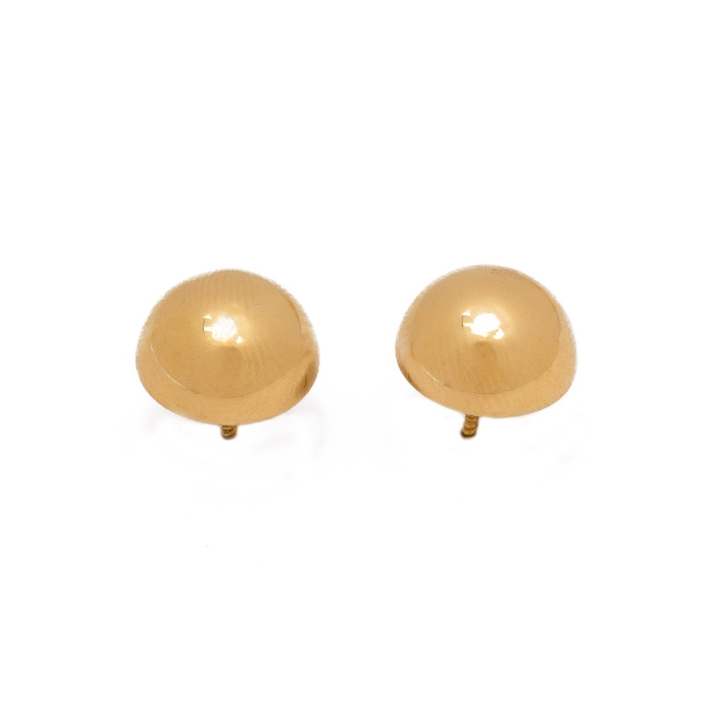 18k Yellow Gold Half "Solar" Ball Stud Earrings